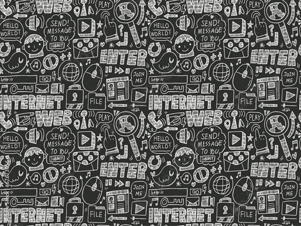 Fototapeta doodle internet web seamless pattern