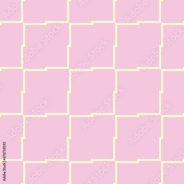 Fototapeta Pink background with yellow wavy lines