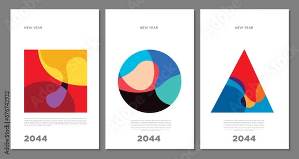 Fototapeta New Year 2024 Colorful Abstract Geometric and Fluid for Poster and Banner Greeting Card
