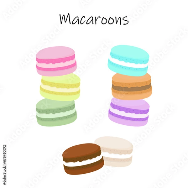 Fototapeta colorful macaroons isolated on white