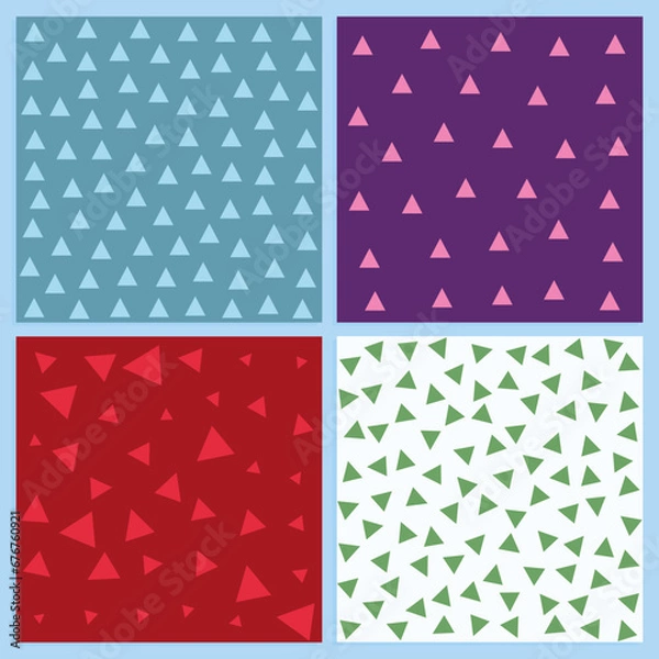 Obraz set of four seamless patterns with triangles