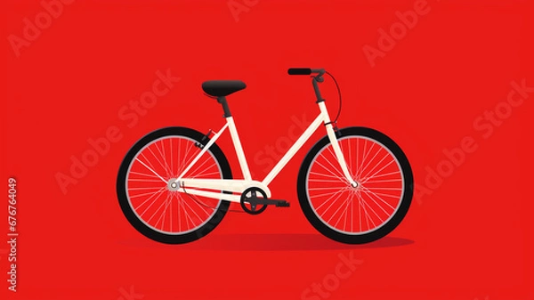 Fototapeta icon of a modern bicycle on red background