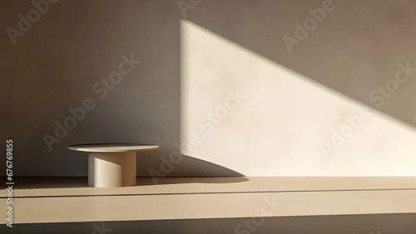 Fototapeta Light and shadow on the wall with podium