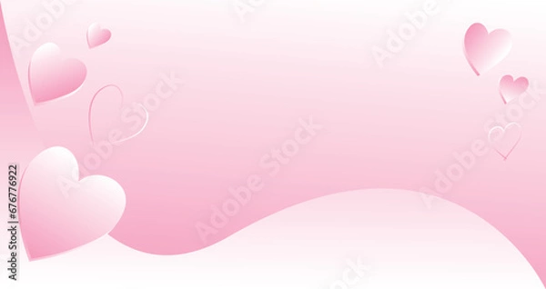 Fototapeta Valentine's Day background with pink hearts. Vector illustration.