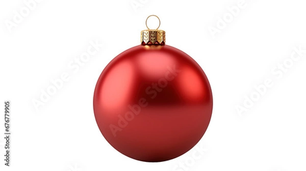 Obraz Red Christmas ball decoration isolated on transparent background, image with background removed, created with Generative Ai technology.