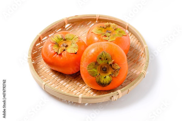 Obraz ザルに盛られた愛知県豊橋市産の次郎柿