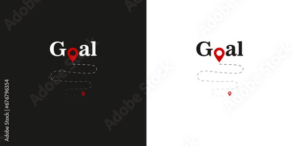 Obraz Goal. Achieving the goal. Image of the path to achieving the goal. Logotype. 
Location