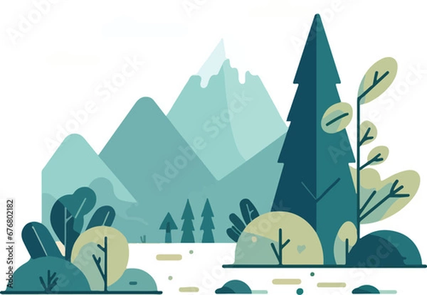 Obraz landscape with trees flat design illustration vector