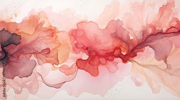 Obraz Trendy watercolor ink splashes and smokes in natural patterns for Wallpaper or stationary printing