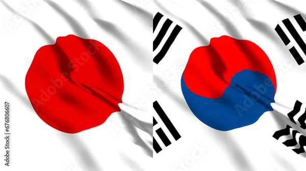 Obraz 日本と韓国の国旗