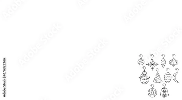 Obraz A set of New Years toys. Modern collection against white background. Flat vector illustration.