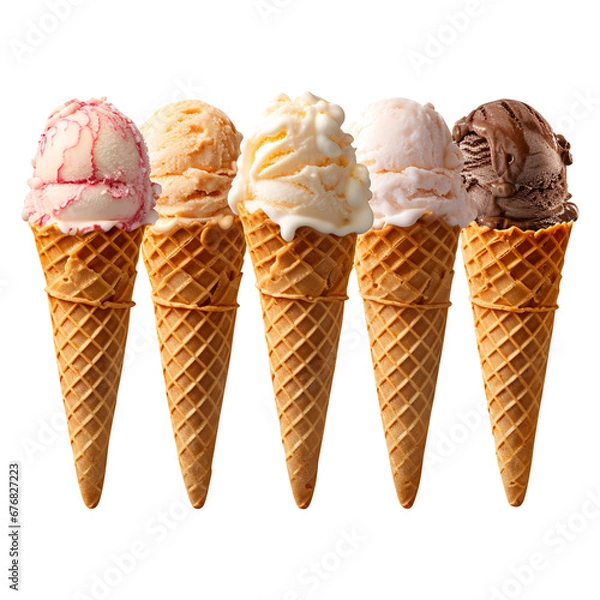 Fototapeta set of ice cream waffle cone