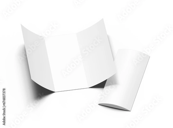 Obraz Blank Tri fold letter size brochure 3d render on transparent background 