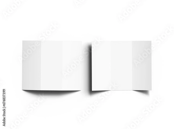 Fototapeta Blank Tri fold letter size brochure 3d render on transparent background 