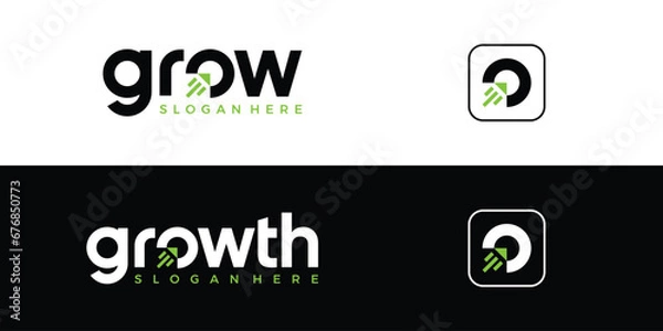 Fototapeta Modern growth logo design wordmark. Abstract arrow shapes logo design in letter O graphic vector illustration. Symbol, icon, creative.