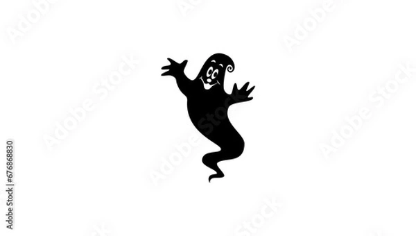 Fototapeta Happy Ghost, black isolated silhouette