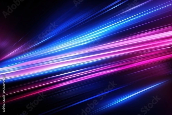 Fototapeta Abstract background with glowing lines in blue and pink colors.