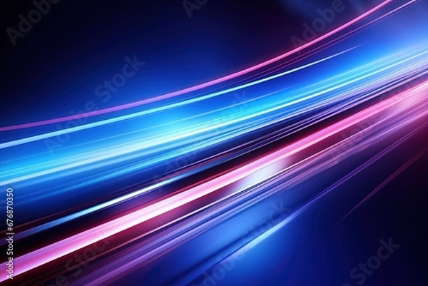 Fototapeta Abstract background with glowing lines in blue and pink colors.