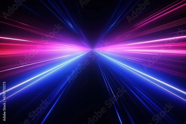 Fototapeta Abstract background with glowing lines in blue and pink colors.