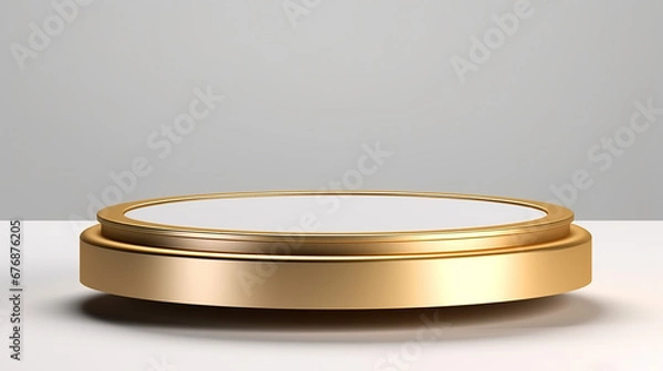 Fototapeta gold luxury podium pedestal product display on white background. Made with generative ai