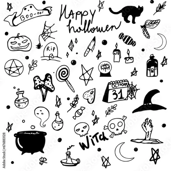 Obraz halloween icons set