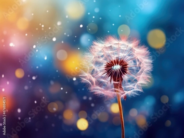 Fototapeta Macro Photography of dandelion on the colorful background