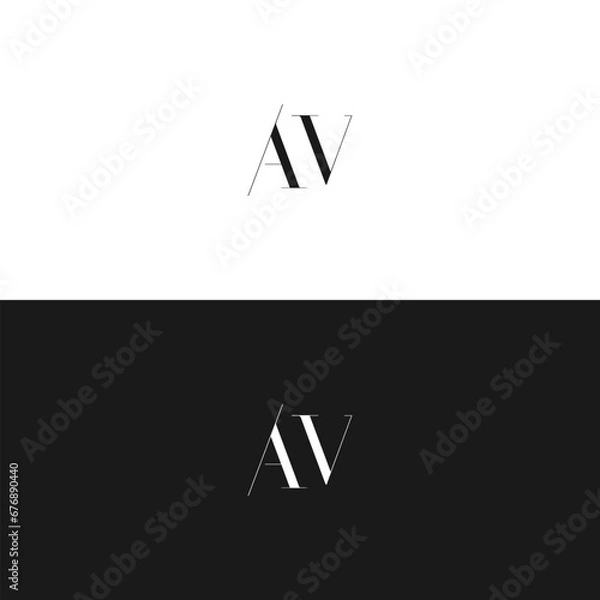 Fototapeta AV logo. A V design. White AV letter. AV, A V letter logo design. Initial letter AV linked circle uppercase monogram logo. A V letter logo vector design. 