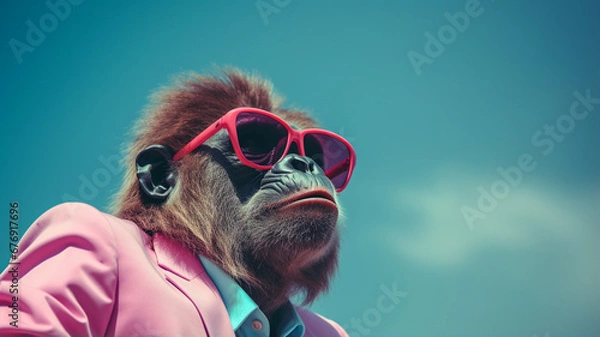 Fototapeta 3 d rendering of an attractive male monkey with sunglasses