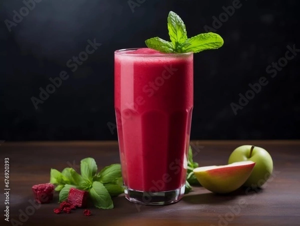 Fototapeta Beetroot, apple and celery juice, AI generator