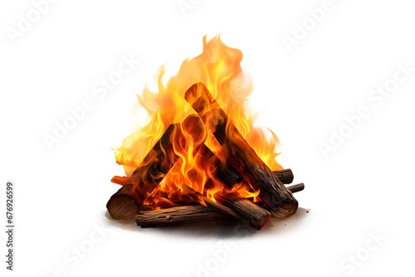 Obraz Burning campfire (PNG) isolated on transparent and white background