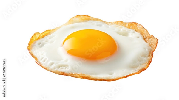 Fototapeta Fried egg isolated on transparent background, image with background removed, created with Generative Ai technology.