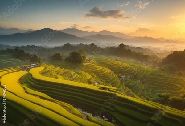 Obraz rice terraces in the morning