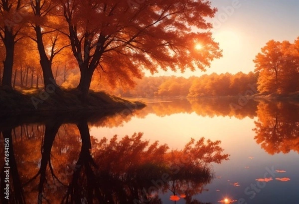 Obraz sunset over the river