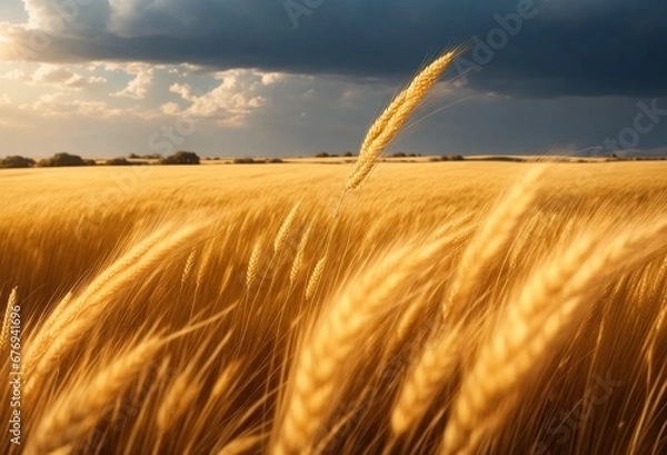 Obraz golden wheat field at sunset