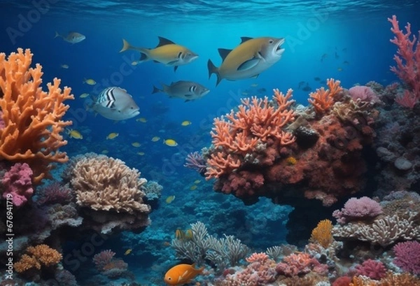 Obraz coral reef with fish