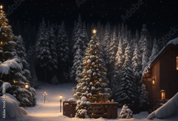 Obraz christmas tree in the night