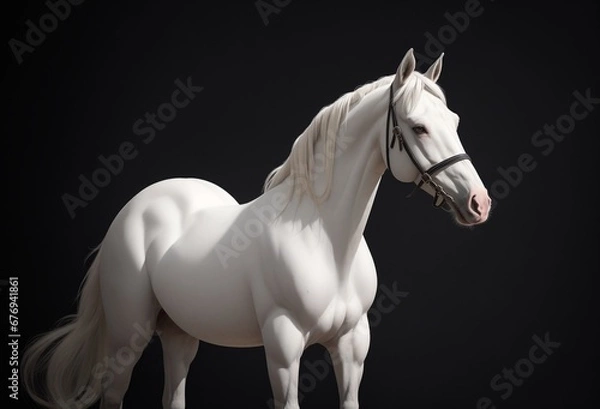 Fototapeta white horse isolated on black