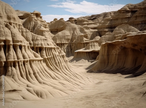 Fototapeta Desert formations with large sandy rock formations. 