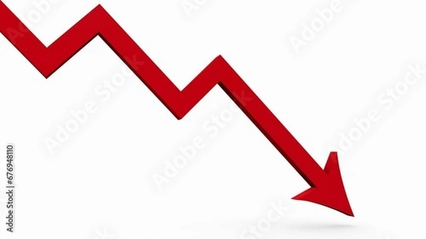 Obraz red arrow down, business failure
