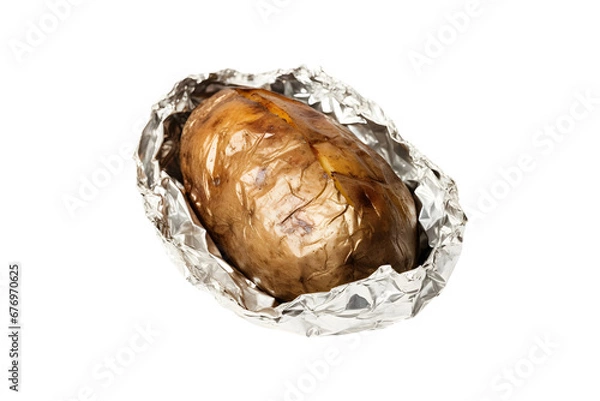 Obraz Foil wrapped potato isolated on transparent and white background