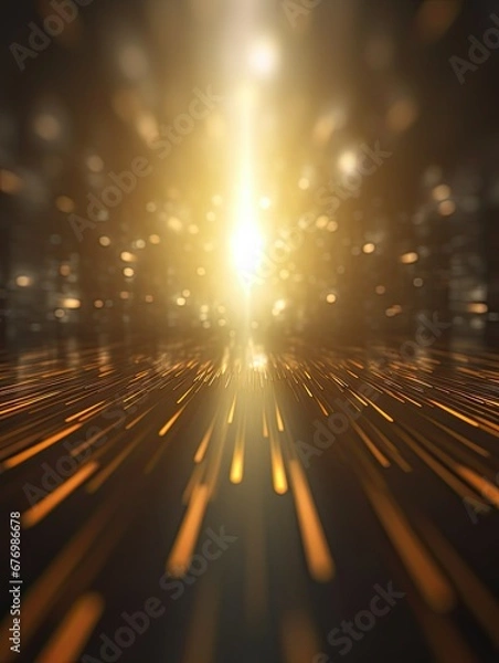 Fototapeta light year, Electric Light Tracks in High-Energy Motion, waves and speed, gold light