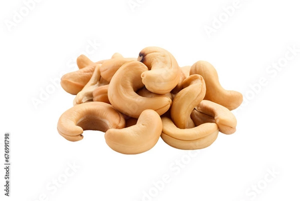 Fototapeta Cashews nuts heap isolated on transparent and white background
