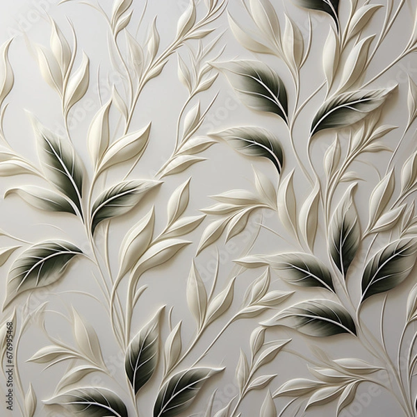 Fototapeta leafy leafy vinyl sophisticated background. AI generative