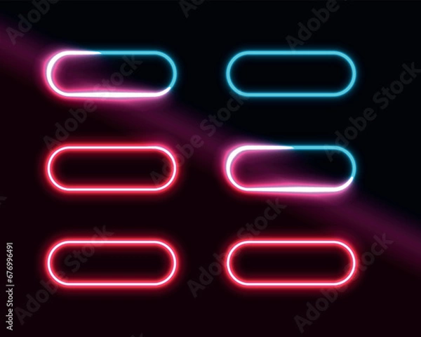 Obraz Neon light in the shape geometric rectangle vector illustration.