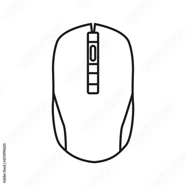 Obraz Computer mouse in outline style isolated on white background. Personal computer symbol stock vector illustration.
