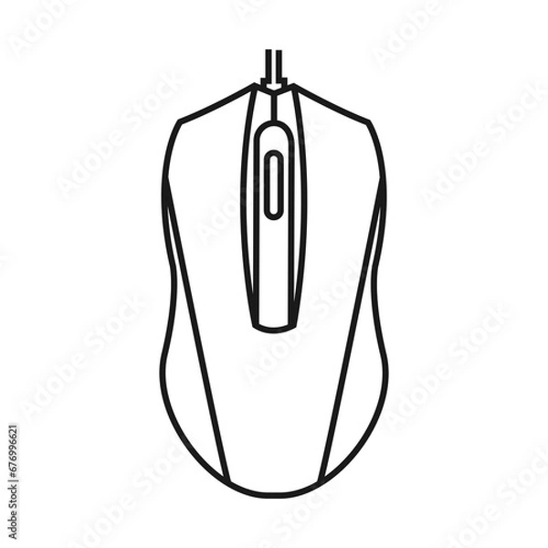 Obraz Computer mouse in outline style isolated on white background. Personal computer symbol stock vector illustration.
