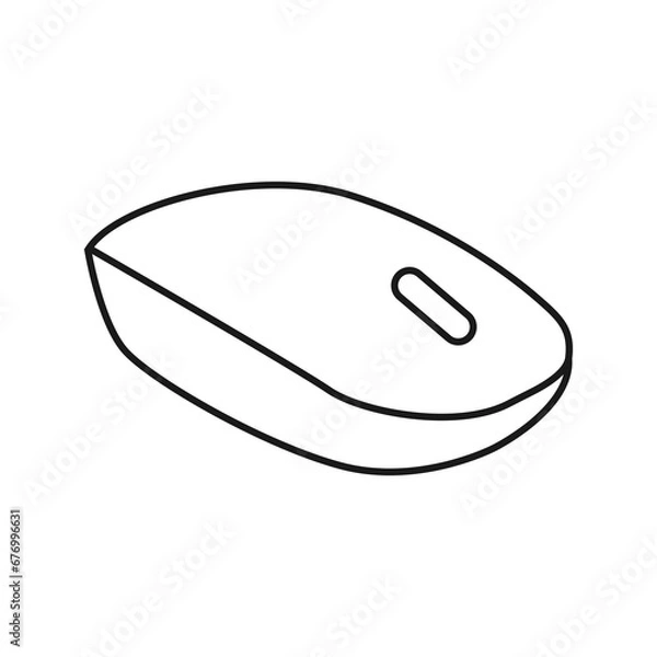 Fototapeta Computer mouse  line drawing on white isolated background. Vector illustration design

