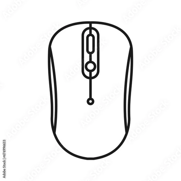 Fototapeta Computer mouse  line drawing on white isolated background. Vector illustration design

