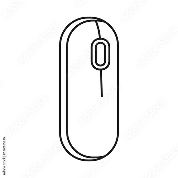 Obraz Computer mouse in outline style isolated on white background. Personal computer symbol stock vector illustration.
