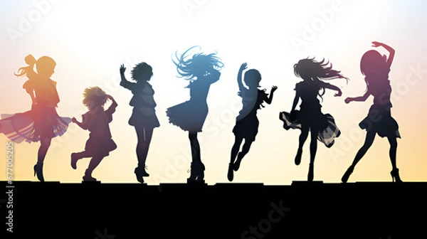 Fototapeta Silhouette of an idol group | generative AI